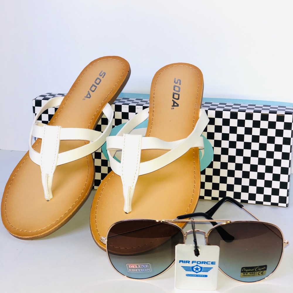 2 for price of 1 / flip flops/sandals & sunglasses